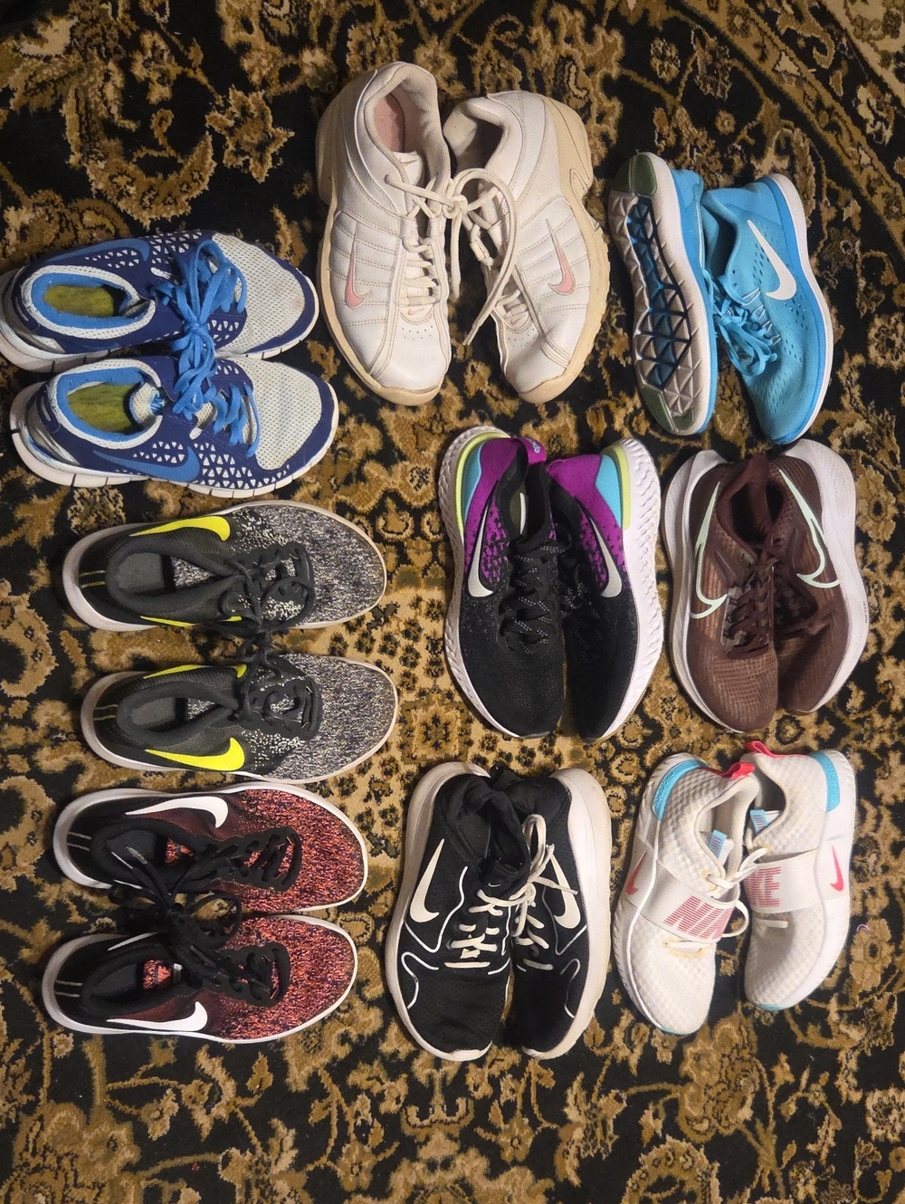 Nike Kids Assorted Athletic Sneakers in White, Pink, Blue, Black, Brown
